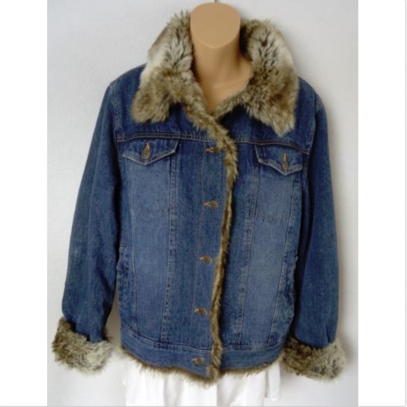 blue jean fur jacket